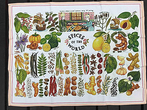 Spices of the World Tea towel ( Peach)
