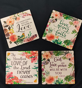 Love Ceramic Coaster (Cork Based) 10 cm * 4 Pieces in 1 Set *