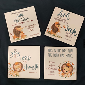 Cute Lion Ceramic Coaster (Cork Based) 10 cm * 4 Pieces in 1 Set *