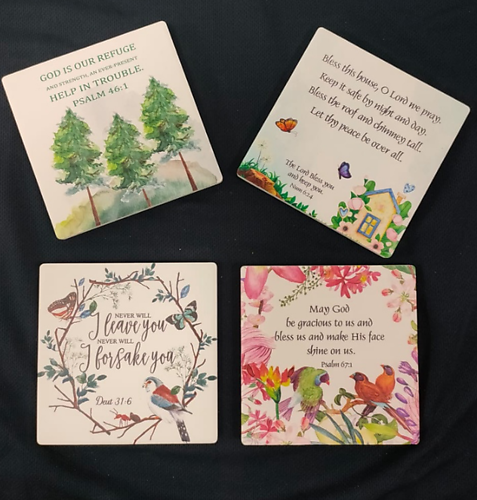 Refuge Ceramic Coaster (Cork Based) 10 cm * 4 Pieces in 1 Set *